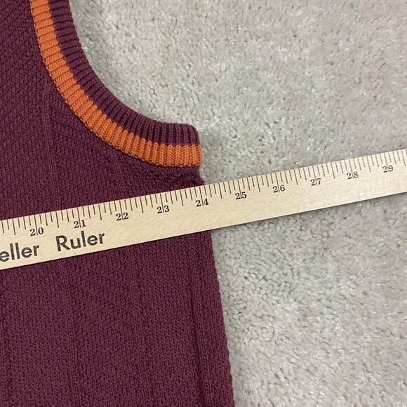 VTG Virginia Tech Sweater Vest Mens L Maroon Orange NCAA College Football Knit - Picture 5 of 7
